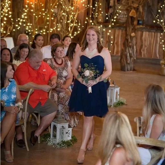 Alfred Angelo Strapless Navy Cocktail Dress - Picture 6 of 6